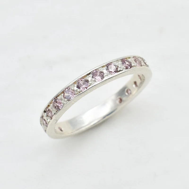 Unique rings for women -Morganite Ring - Pink Eternity Band - Dainty Vintage Ring