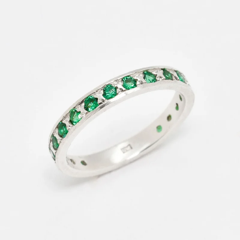 Promise rings for women -Emerald Eternity Ring - Green Stackable Band - Vintage Emerald Ring