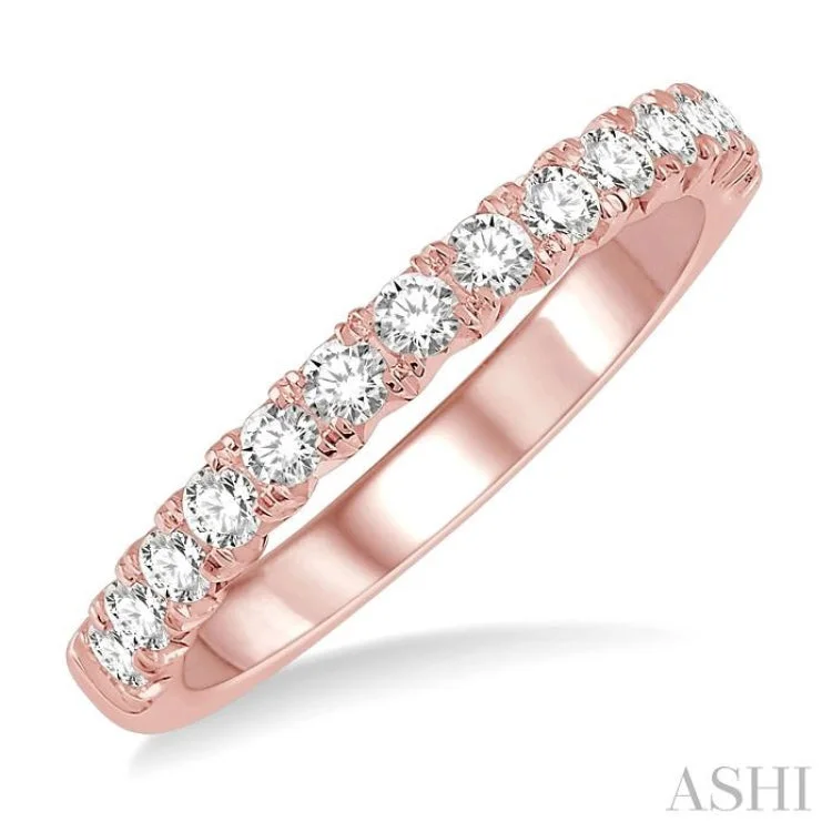 Engagement rings with colored diamonds for women -1/2 ctw Round Cut Diamond Wedding Band in 14K Rose Gold