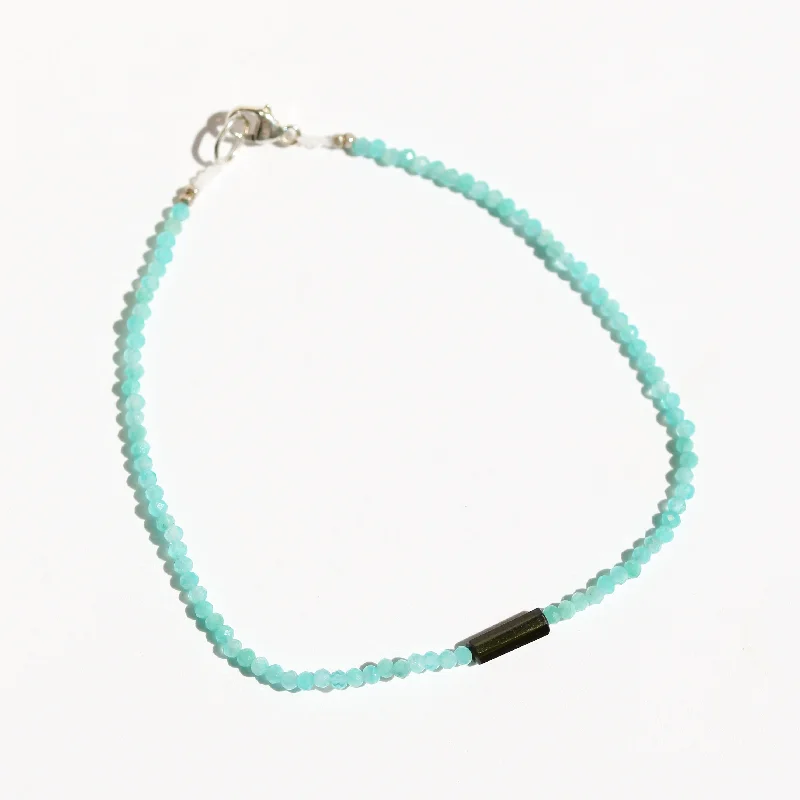 Silver bracelets for women -Apatite + Tourmaline Bracelet no.70