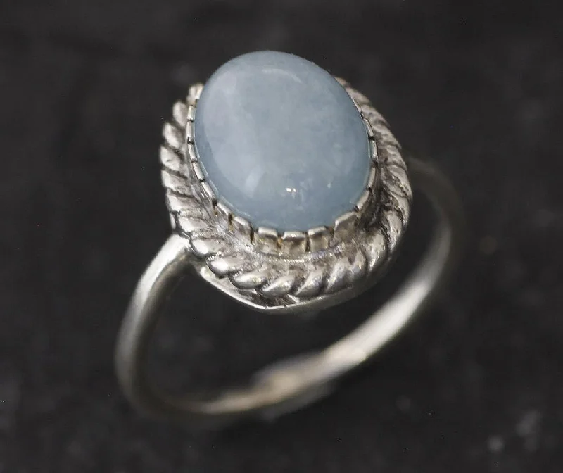 Sterling silver rings for women -Aquamarine Ring - Blue Vintage Ring - Oval Aquamarine Ring