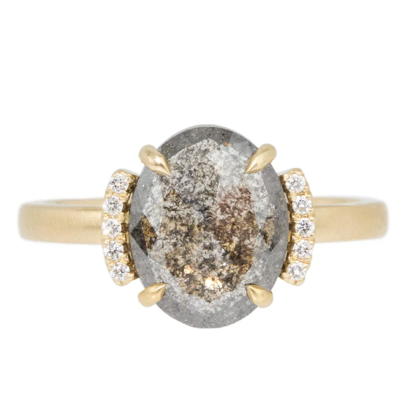 Statement engagement rings for women -Rustic Pavé Diamond Bracket Ring