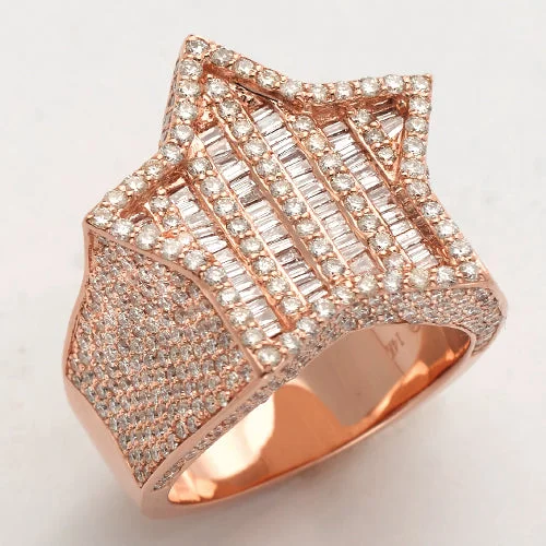 Elegant engagement rings for women -14KR 4.25CTW BAGUETTE DIAMOND STAR RING