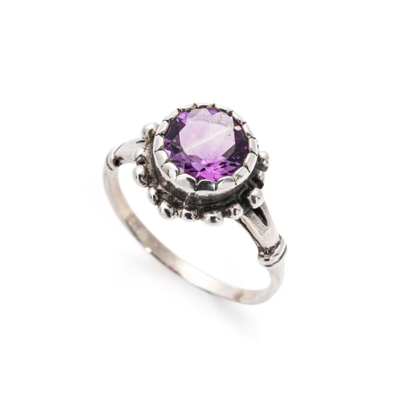 Art deco rings for women -Amethyst Ring - Purple Flower Ring - Vintage Cocktail Ring