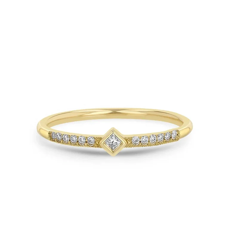 Engagement rings with radiant diamonds for women -Princess Diamond and Demi Pave Ring