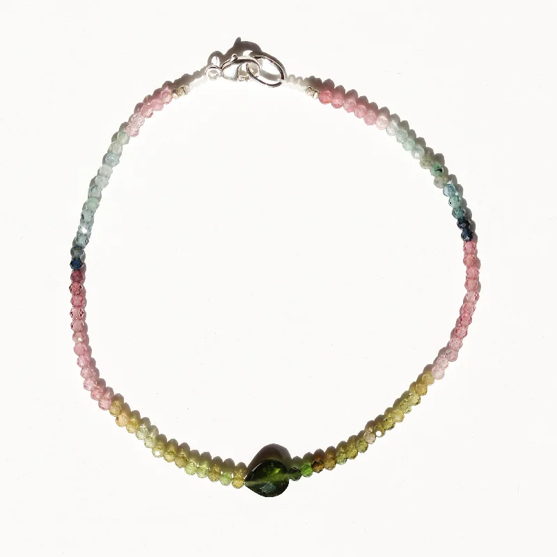 Minimalist bracelets for women -Watermelon Tourmaline + Green Tourmaline Bracelet No.50