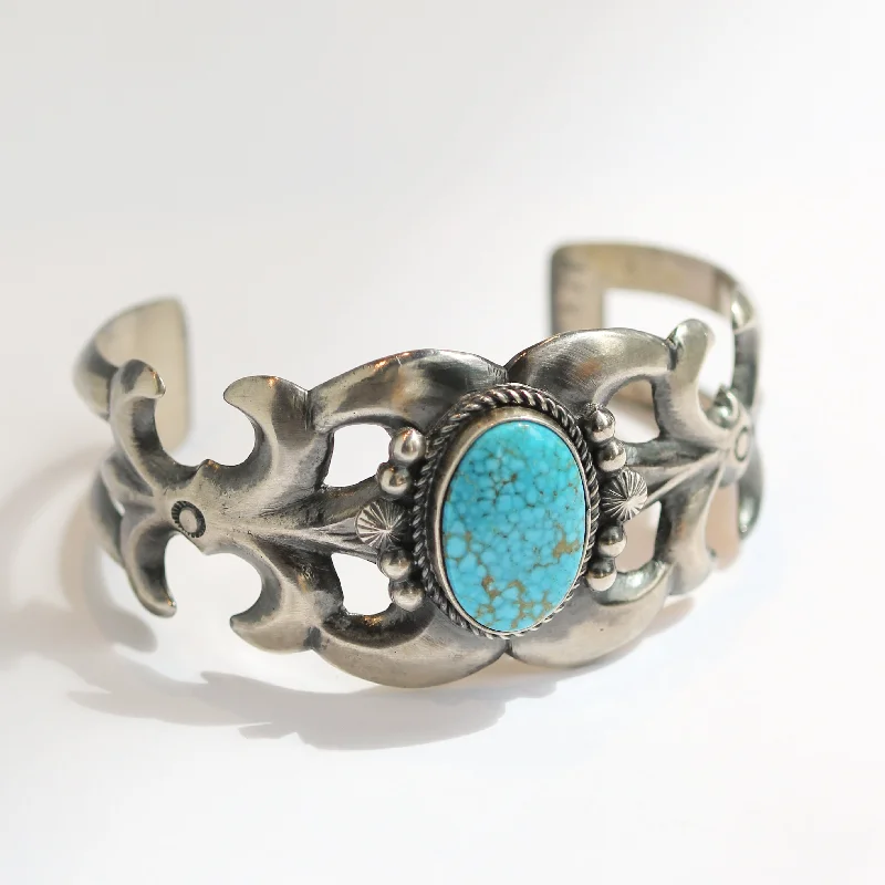 Crystal bangles for women -Sandcast Kingman Turquoise Cuff Bracelet by Harrison Bitsu