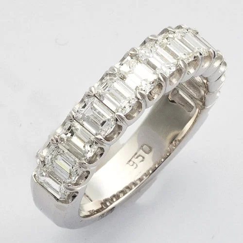 Engagement rings with milgrain detailing for women -PLATINUM 950 - 2.40CTW DIAMOND HALF ETERNITY RING