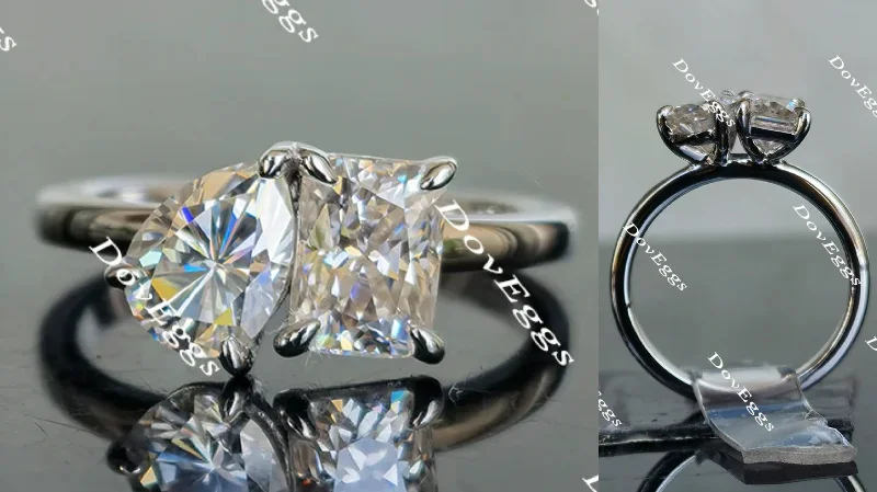 Engagement rings with gemstones for women -Doveggs radiant pear moissanite engagement ring