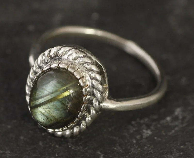 Birthstone rings for women -Labradorite Ring - Real Labradorite Ring - Large Solitaire Ring