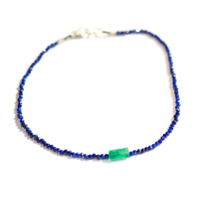 Tennis bracelets for women -Lapis & Emerald Bracelet No. 105