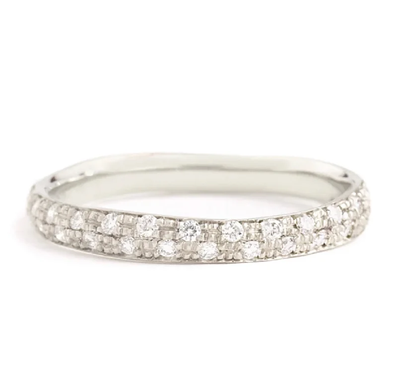 Designer vintage engagement rings for women -Narrow Pavé Diamond Half Eternity Band