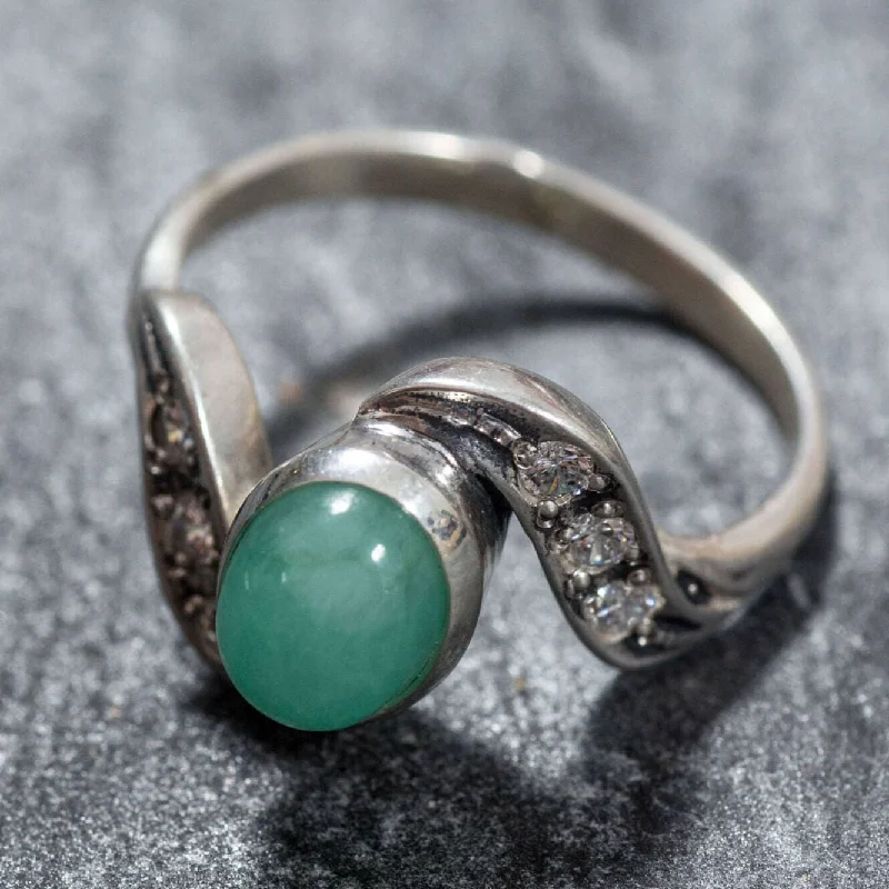 Designer wedding rings for women -Genuine Emerald Ring - Green Oval Ring - Classy Vintage Ring