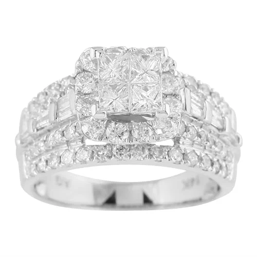 Art deco engagement rings for women -14KW 2.00CTW DIAMOND FANCY RING