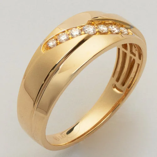 Engagement rings with pearls for women -14KY 0.20CTW DIAMOND MENS RING - DIAGONAL ROW