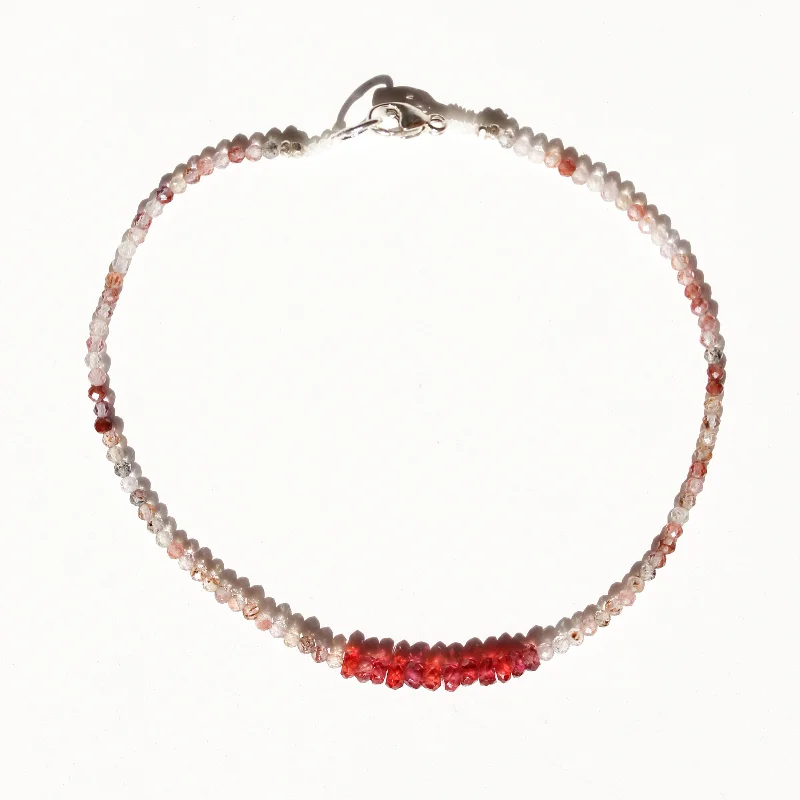 Chunky bracelets for women -Red Rutilated Quartz + Sapphire Bracelet No.47