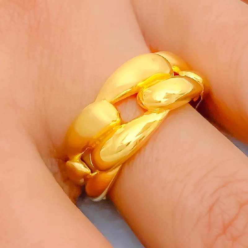 Platinum rings for women -Bold Iconic 22k Gold Ring