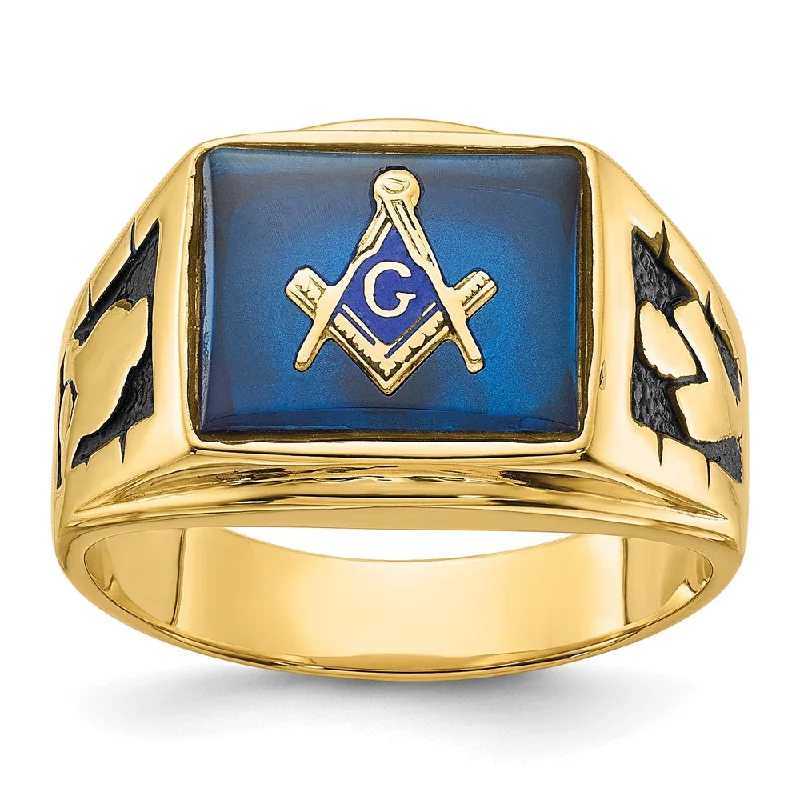 Luxury gemstone rings for women -Solid 14k Yellow Gold Men's Masonic Ring