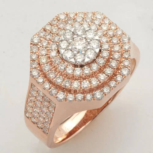 Gold engagement rings for women -14KR+W 2.00CTW DIAMOND ROUND CLUSTER MENS RING