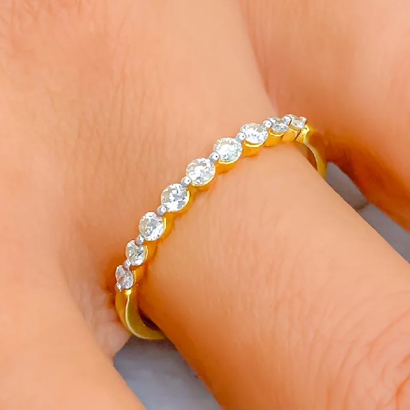 Cushion-cut engagement rings for women -Shimmering Slender Diamond + 18k Gold Band Ring