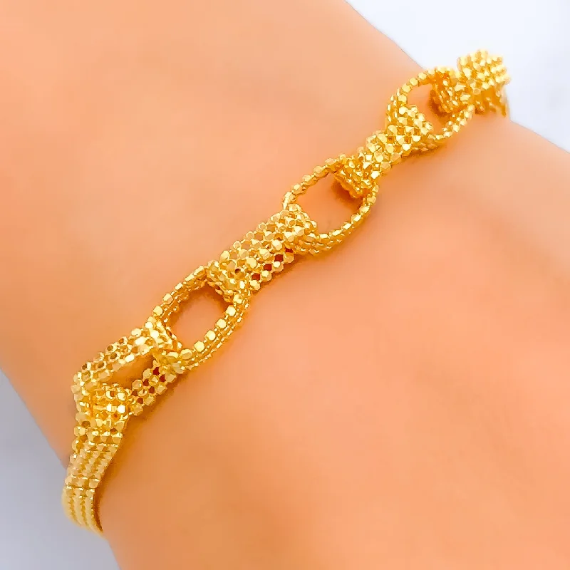 Sterling silver bangles for women -Jazzy Ethereal 22K Gold Bracelet