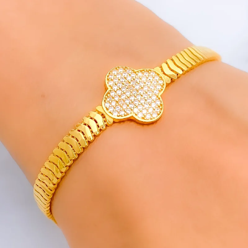 Custom birthstone bangles for women -Lustrous Trendy 22k Gold Bracelet