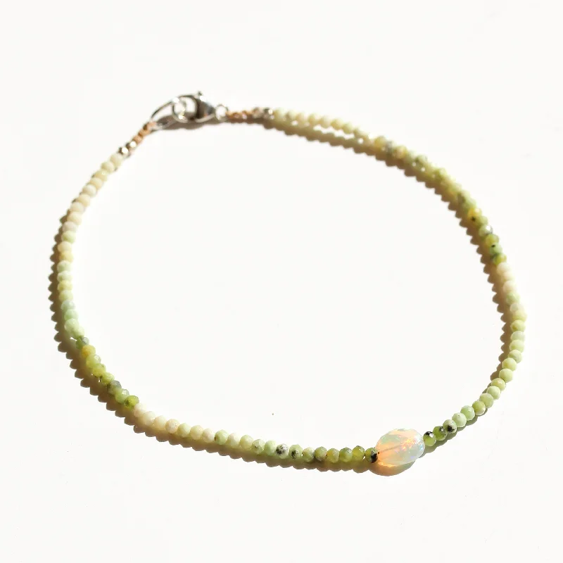 Wedding bracelets for women -Green Opal + Opal Bracelet No.32