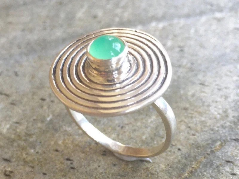 Cute rings for women -Spiral Chrysoprase Ring - Green Chrysoprase Ring - Chrysoprase Statement Ring