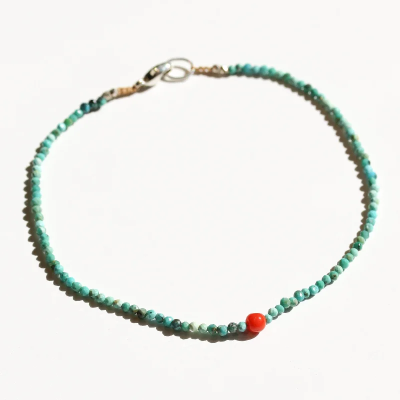 Handmade bracelets for women -Turquoise + Coral Bracelet No.34