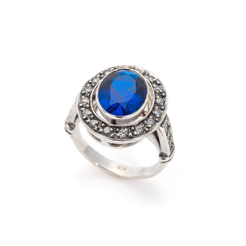 Classic gold rings for women -Blue Sapphire Ring - Victorian Sapphire Ring - Vintage Statement Ring