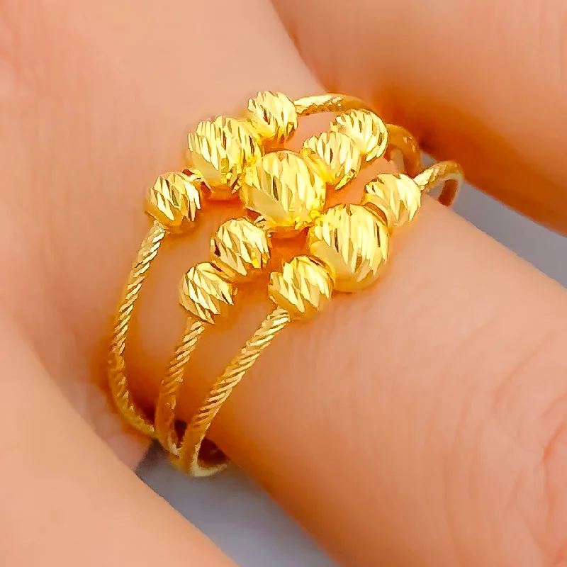 Cushion-cut rings for women -Palatial Blooming 22k Gold Ring