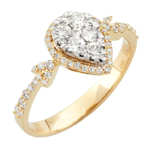 Princess-cut engagement rings for women -14KY 0.75CTW PEAR SHAPE CLUSTER DIAMOND RING