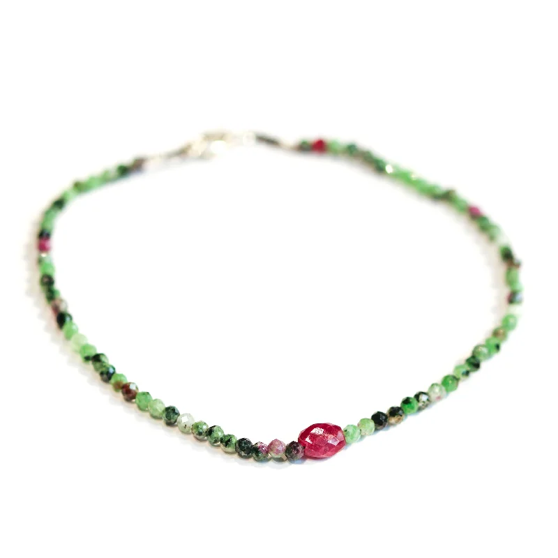 Classic tennis bracelets for women -Ruby Zoisite & Ruby Bracelet No. 122