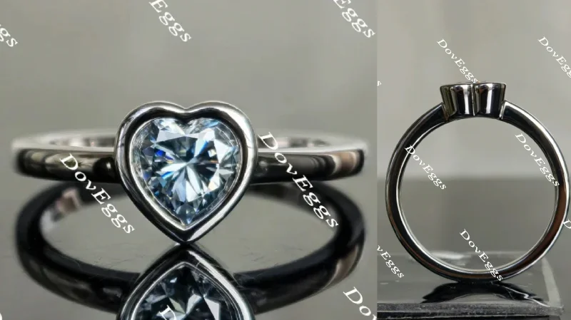 Traditional engagement rings for women -A Mother’s Love heart bezel setting smokey spark grey moissanite engagement ring