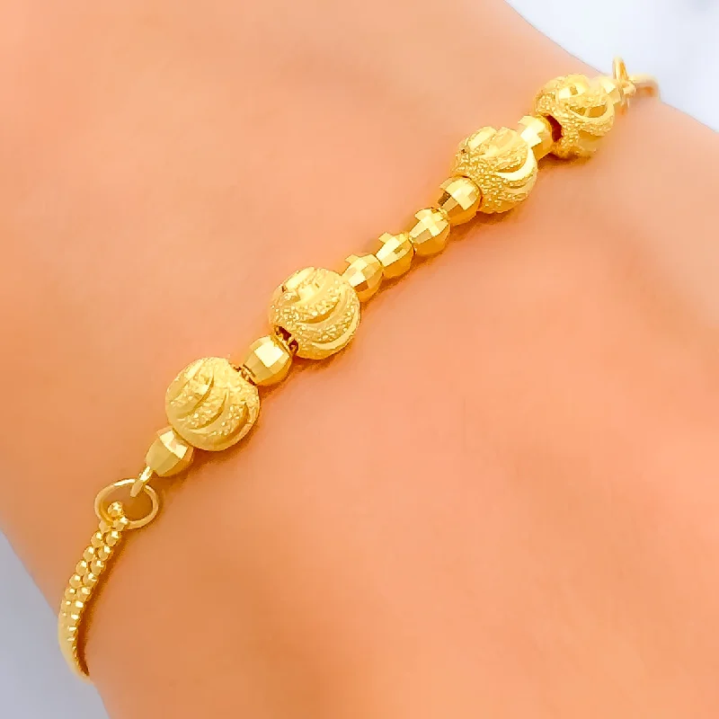 Birthstone bangles for women -Decorative Trendy 22K Gold Bracelet