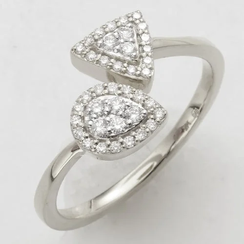 Diamond eternity engagement rings for women -14KW 0.25CTW DIAMOND PEAR AND TRIANGLE SHAPED TWO