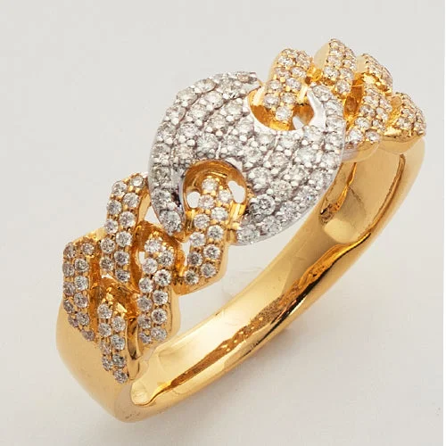 Triple-stone engagement rings for women -10KY+W 0.60CTW DIAMOND SQUARE LINK MIAMI CUBAN