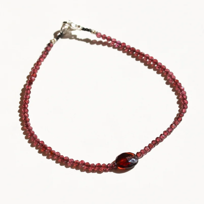 Crystal charm bracelets for women -Garnet + Garnet Bracelet No.19