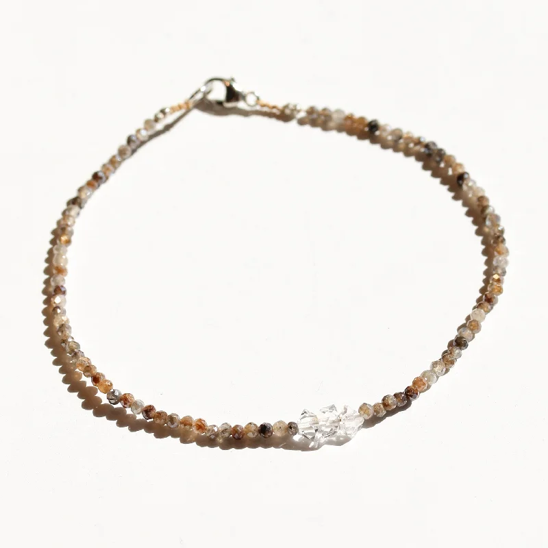 High-end bracelets for women -Mystic Moonstone + Herkimer Bracelet No.1