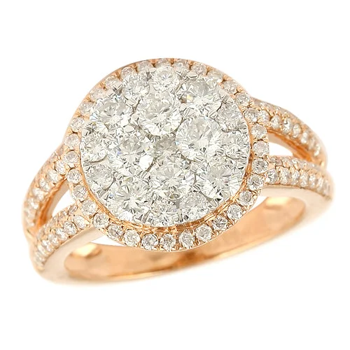 Eco-friendly engagement rings for women -14KR 1.75CTW DIAMOND CLUSTER RING