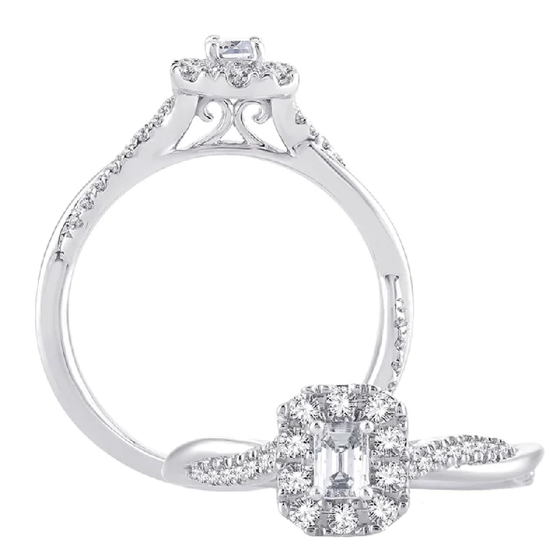 Elegant halo engagement rings for women -14K 0.50CT Diamond ENGAGEMENT RING