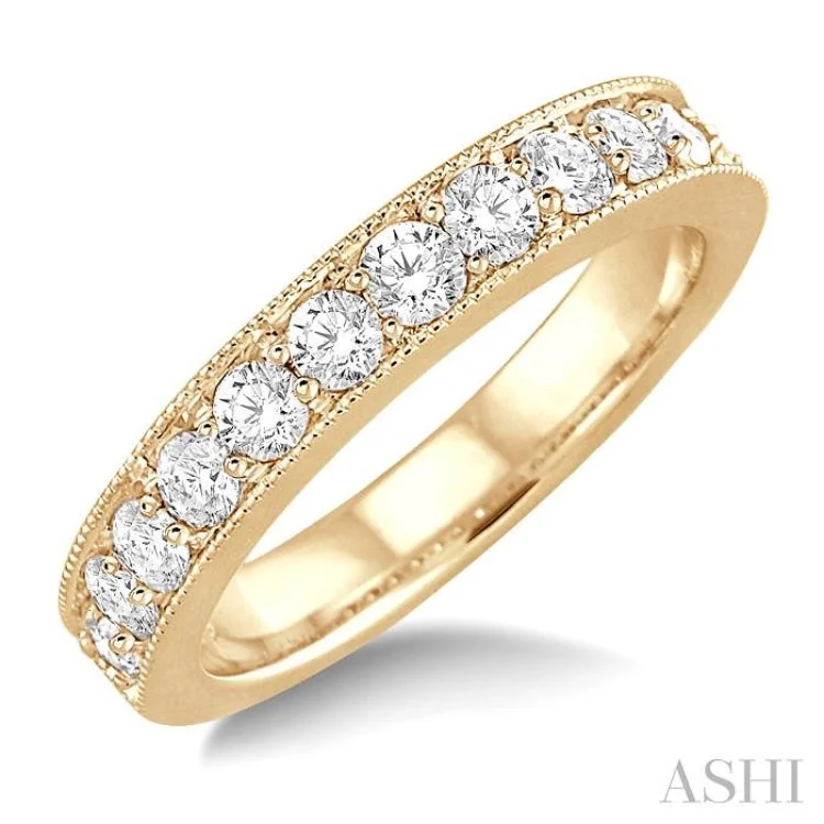 Oval engagement rings for women -1.00 ctw Round Cut Diamond Wedding Band in 14K Yellow Gold