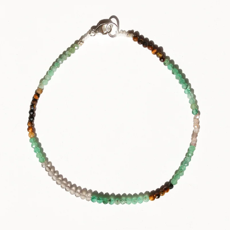 Elegant bracelets for women -Tigers Eye + Emerald + Grey Moonstone Bracelet No.52