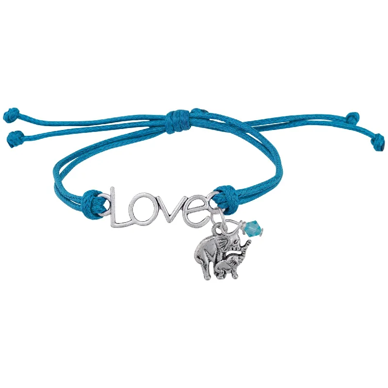 Women’s leather bangles -Love Elephants Cord Bracelet!