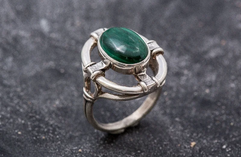 Birthstone rings for women -Green Statement Ring - Natural Malachite Ring - Vintage Malachite Ring