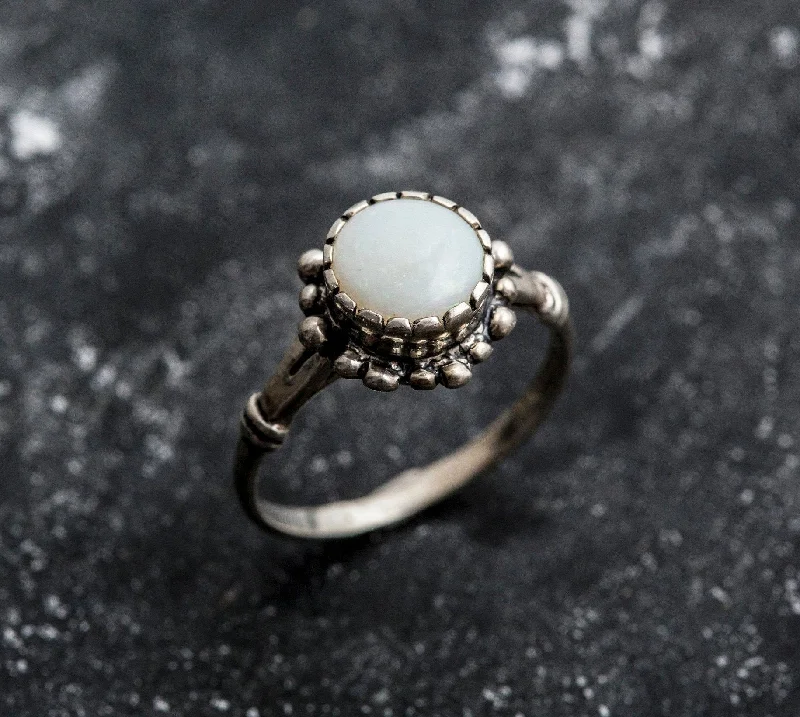 Simple wedding rings for women -Opal Flower Ring - Solitaire Opal Ring - Boho Statement Ring