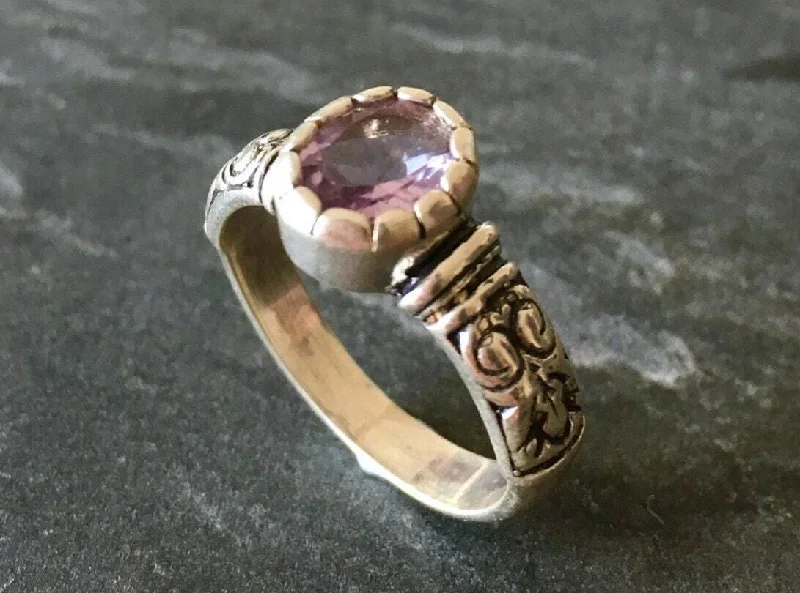 Classic engagement rings for women -Boho Amethyst Ring - Genuine Amethyst Ring - Amethyst Solitaire Ring