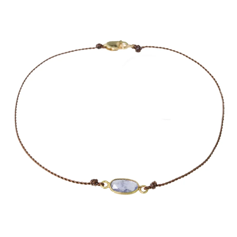 Sterling silver bangles for women -Single Sapphire Bracelet