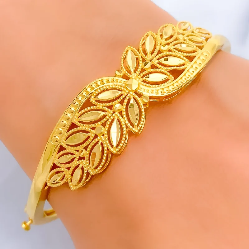 Gemstone bangles with charms for women -Mesmerizing Embellished 22k Gold Rich Bangle Bracelet