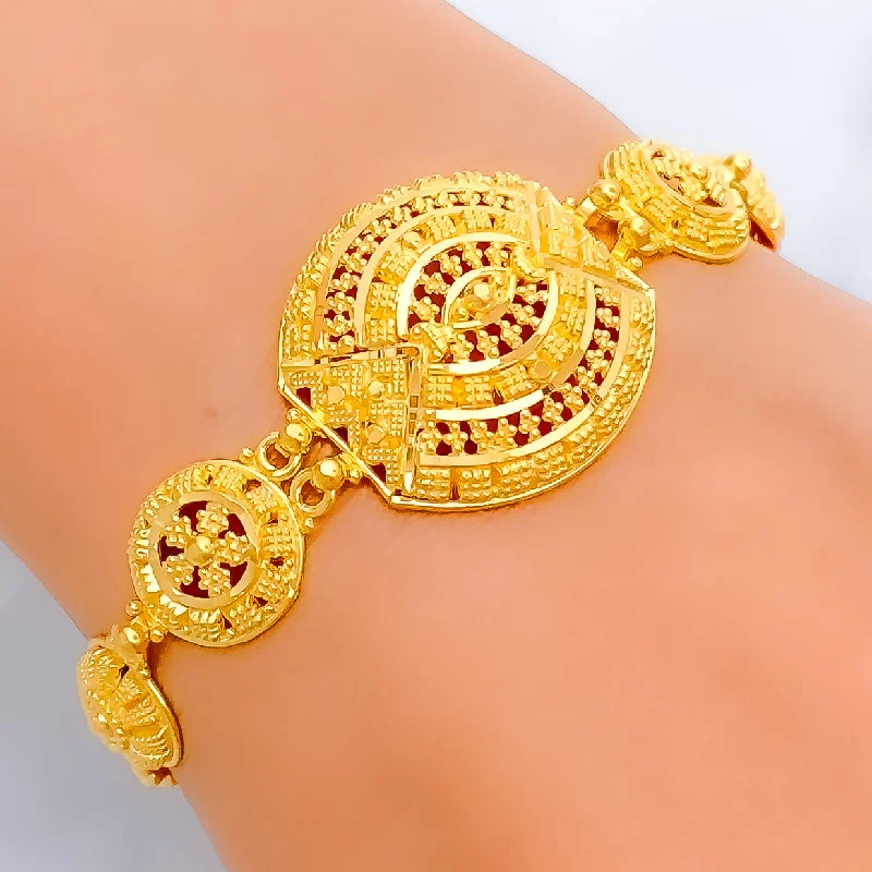 Bangle bracelets for women -Captivating Regal 22k Gold Poised Bracelet